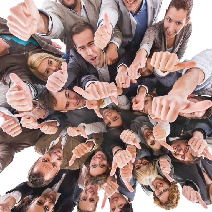 Aerial View of Group of People Giving Thumbs Up Sign