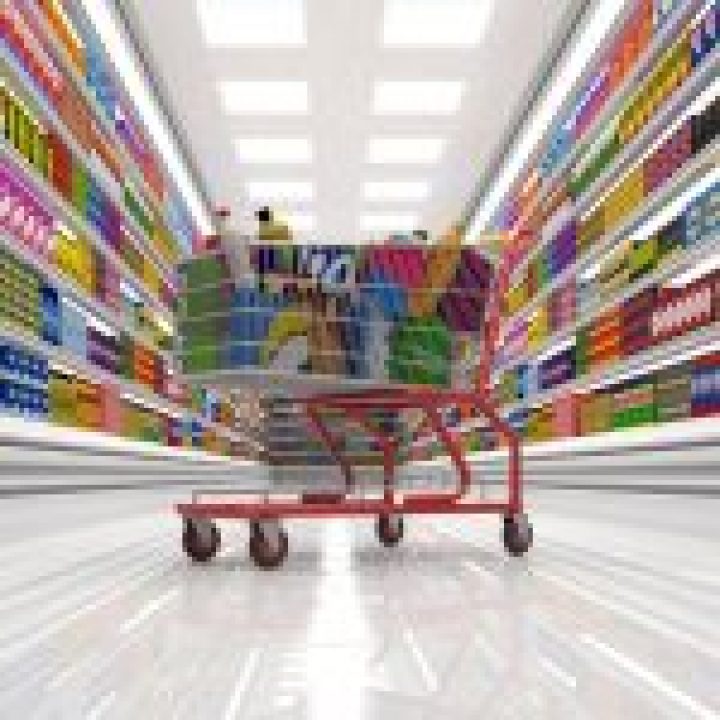 CustomerCareMC Industries_Consumer Products Shopping Cart Full Shopping Cart Whizzing through Colorful Aisle